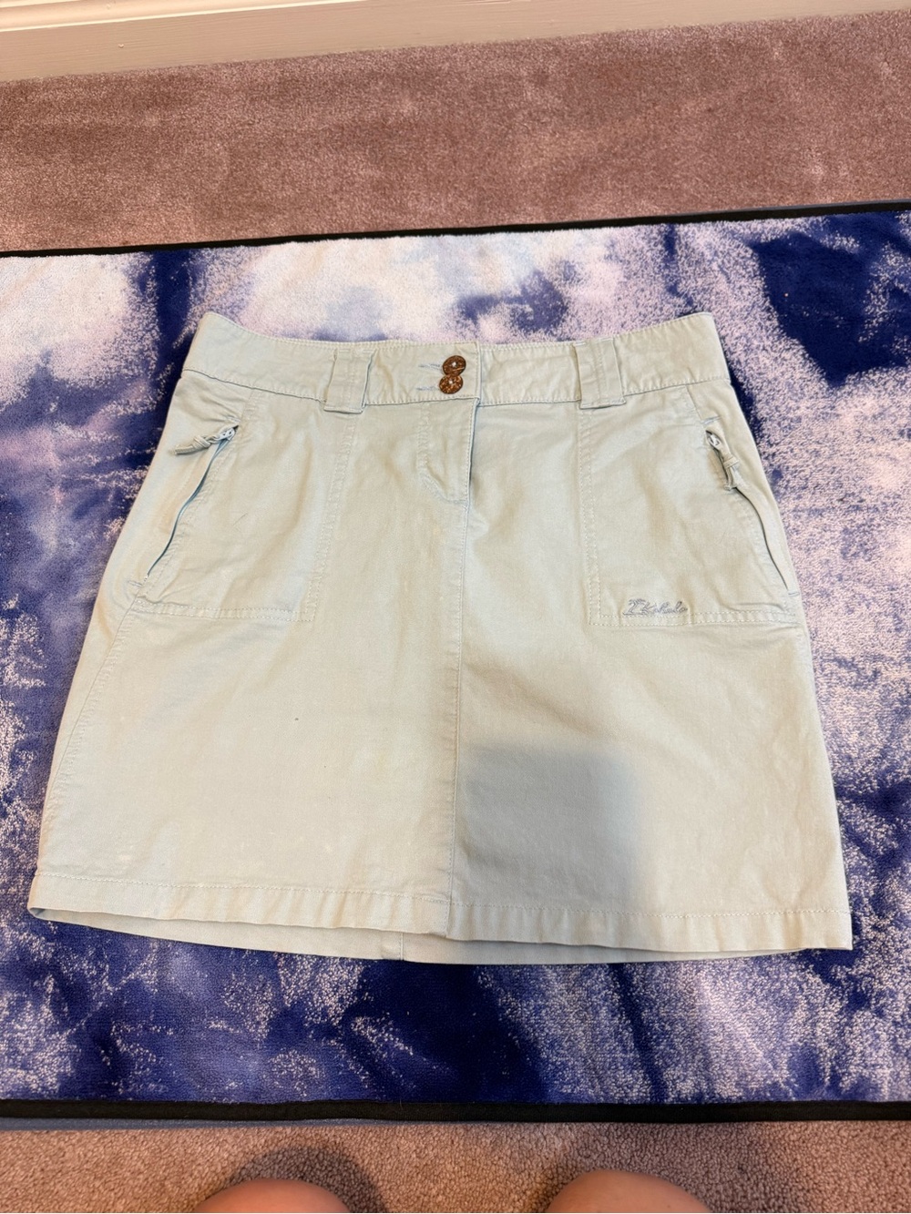 Light Mint Mini Skirt with Front Pocket Detail